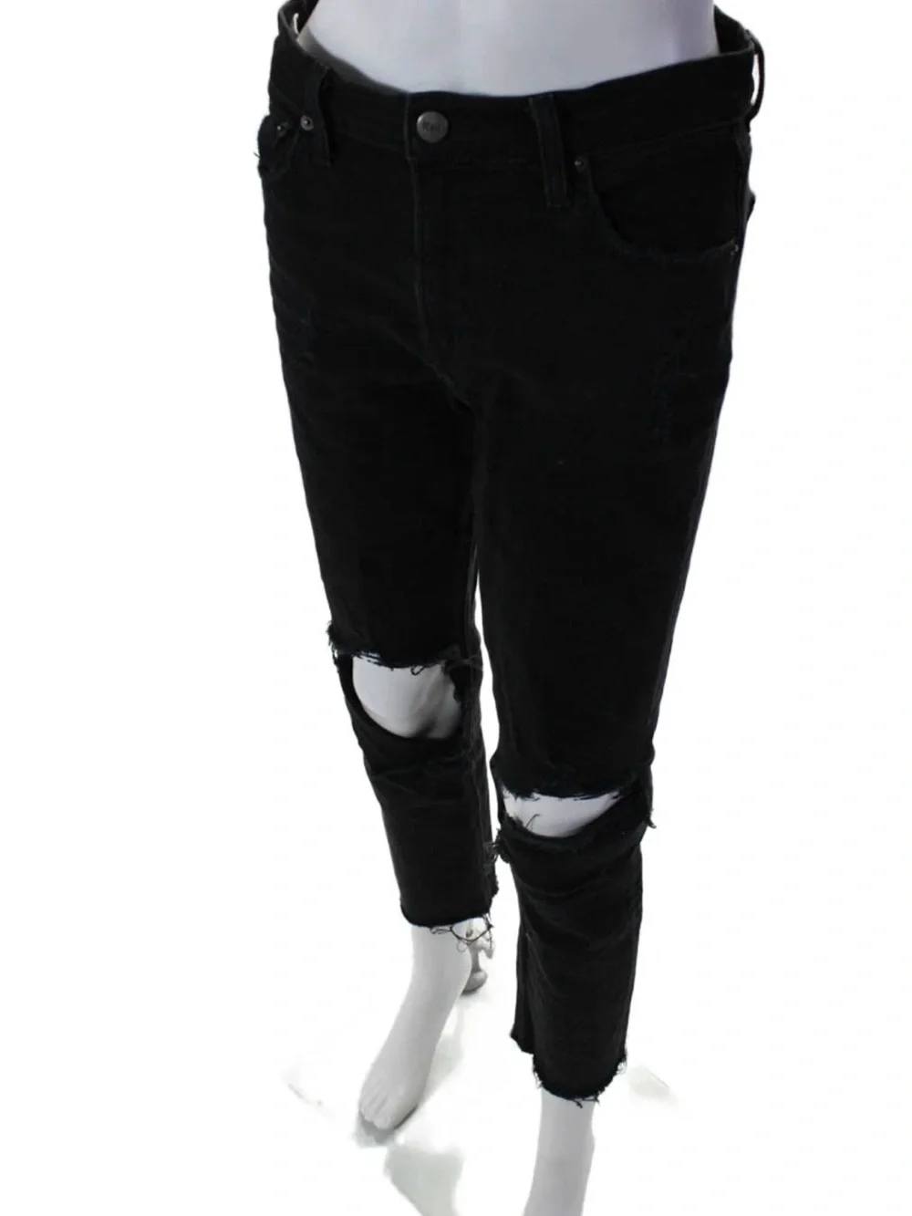 Reformation Camille Skinny Jeans in Black High Rise Distressed Knee Size 26